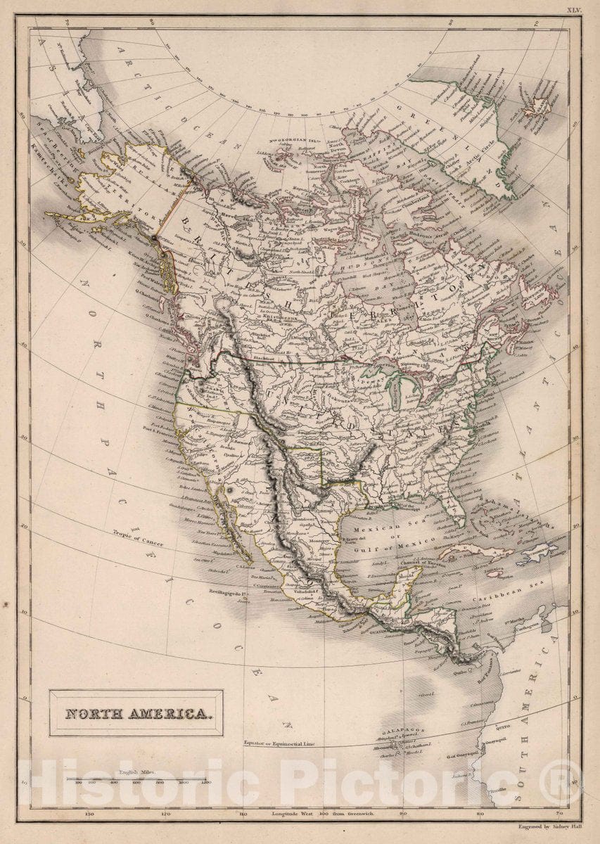 Historic Map : North America, 1841 Atlas - Vintage Wall Art