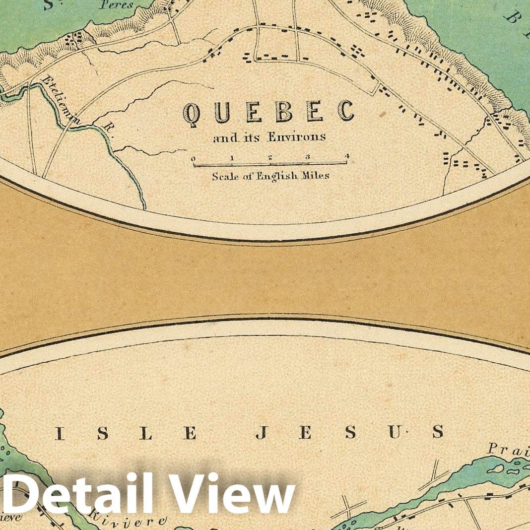 Historic Map : 1857 National Atlas - Quebec and its Environs (with) Montreal. - Vintage Wall Art