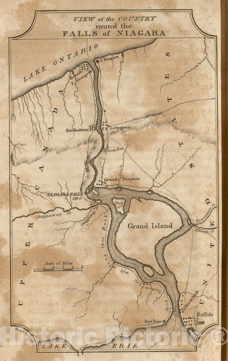 Historic Map : View of the Country round the Falls of Niagara., 1815, Vintage Wall Decor