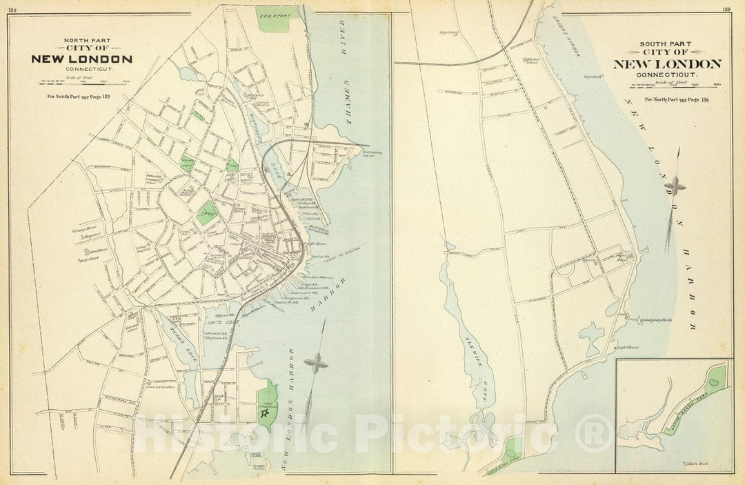 Historic Map : New London., 1893, Vintage Wall Decor