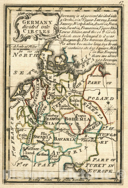 Historic Map : 1758 Germany Divided Into Circles. Atlas Minimus or a New Set of Pocket Maps of the Several Empires, Kingdoms and States of the Known World