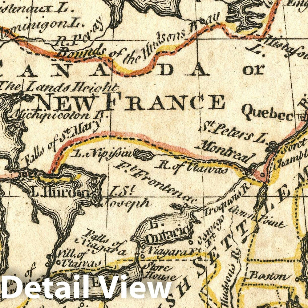 Historic Map : Canada Or New France. Atlas Minimus or a New Set of Pocket Maps of the Several Empires, Kingdoms and States of the Known World, 1758 Atlas - Vintage Wall Art