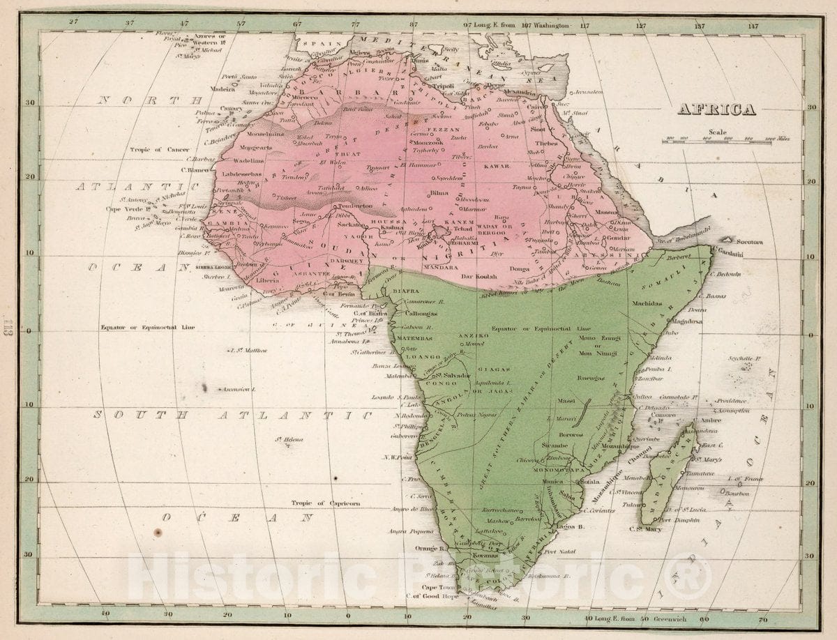 Historic Map : Africa. A Comprehensive Atlas, Geographical, Historical & Commercial, 1838 Atlas - Vintage Wall Art