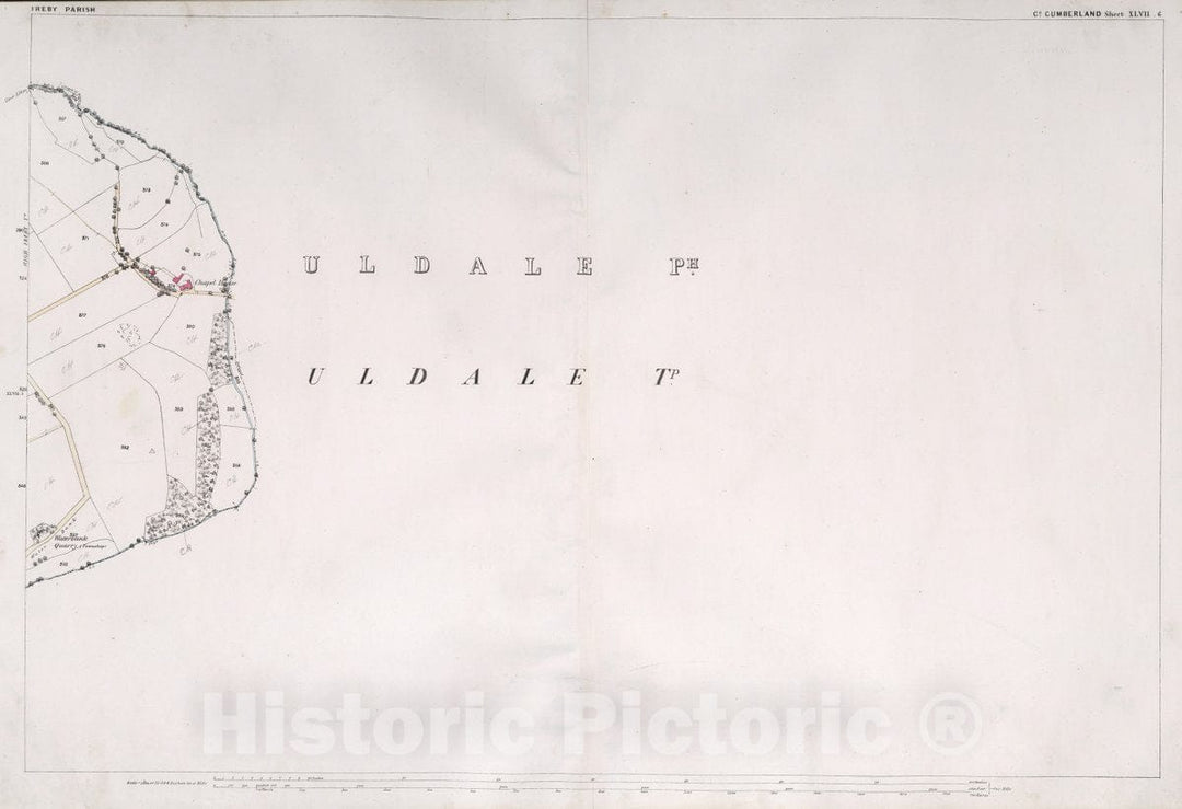 Historic Map : Ireby Parish. Co. Cumberland. Sheet XLVII.6, 1865 Atlas - Vintage Wall Art