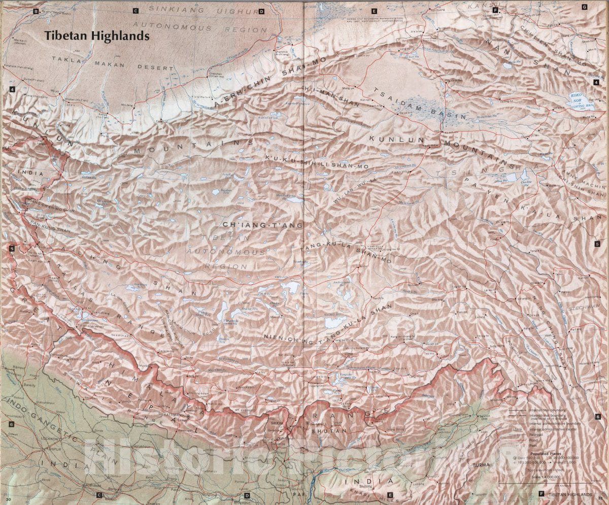 Historic Map : Tibetan Highlands. (to accompany) People's Republic of China - Atlas. November 1971. Central Intelligence Agency, 1971 Atlas - Vintage Wall Art