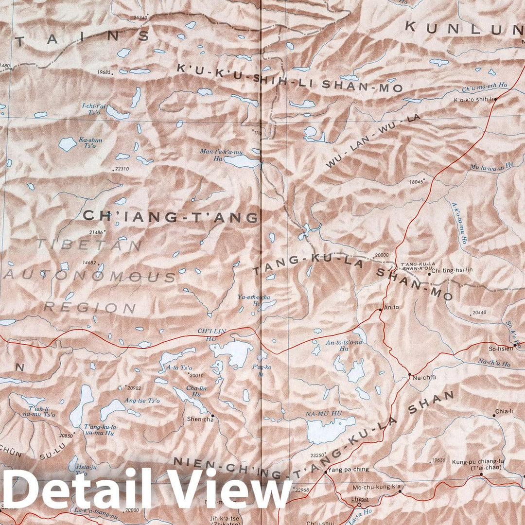 Historic Map : Tibetan Highlands. (to accompany) People's Republic of China - Atlas. November 1971. Central Intelligence Agency, 1971 Atlas - Vintage Wall Art