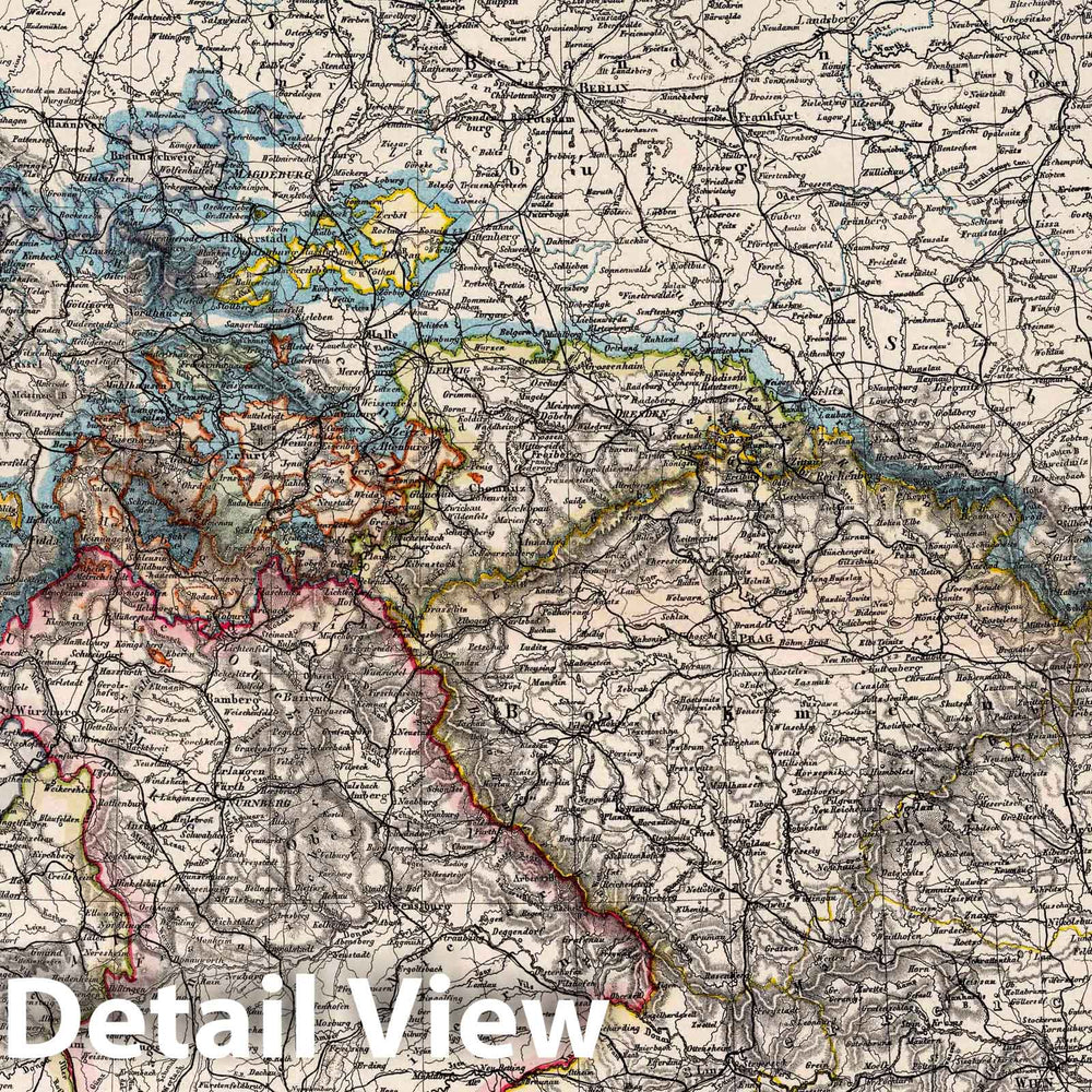 Historic Map : Germany, Deutschland. Entworfen und gezeichnet von C.F. Weiland. Verlag des Geographischen Instituts. Hand -Der Erde Und Des Himmels, 1866 , Vintage Wall Art