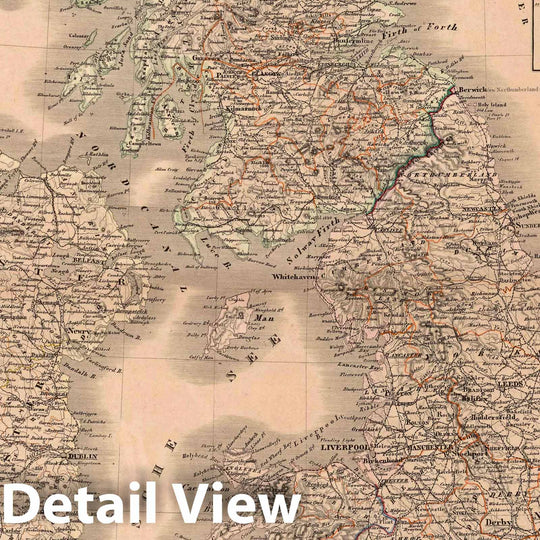 Historic Map : England, British Isles Die Britischen Inseln, Oder die Vereinigten Konigreiche, Grossbritannien und Ireland, 1863 Atlas , Vintage Wall Art