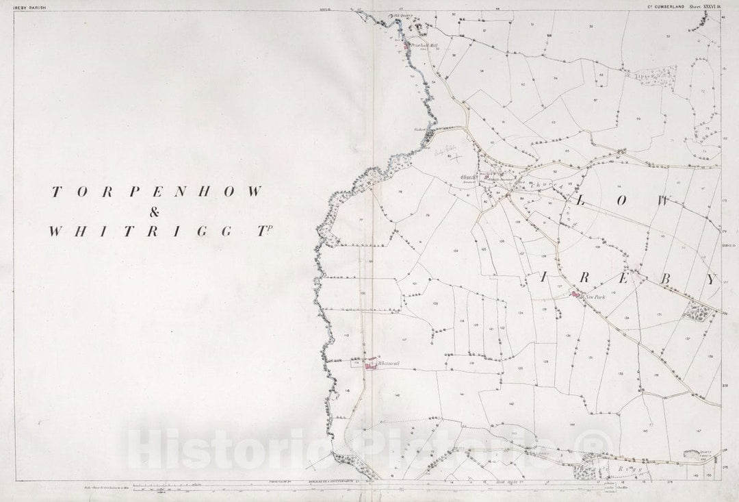 Historic Map : Ireby Parish. Co. Cumberland. Sheet XXXVI.16, 1865 Atlas - Vintage Wall Art