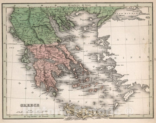 Historic Map : Greece. A Comprehensive Atlas, Geographical, Historical & Commercial, 1838 Atlas - Vintage Wall Art