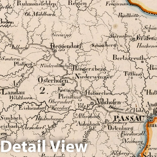 Historic Map : Germany, Bavaria , Germany V.2: 6-10: VI: I. Baiern: 2. Unterdonaukreis, 1825 Atlas , Vintage Wall Art