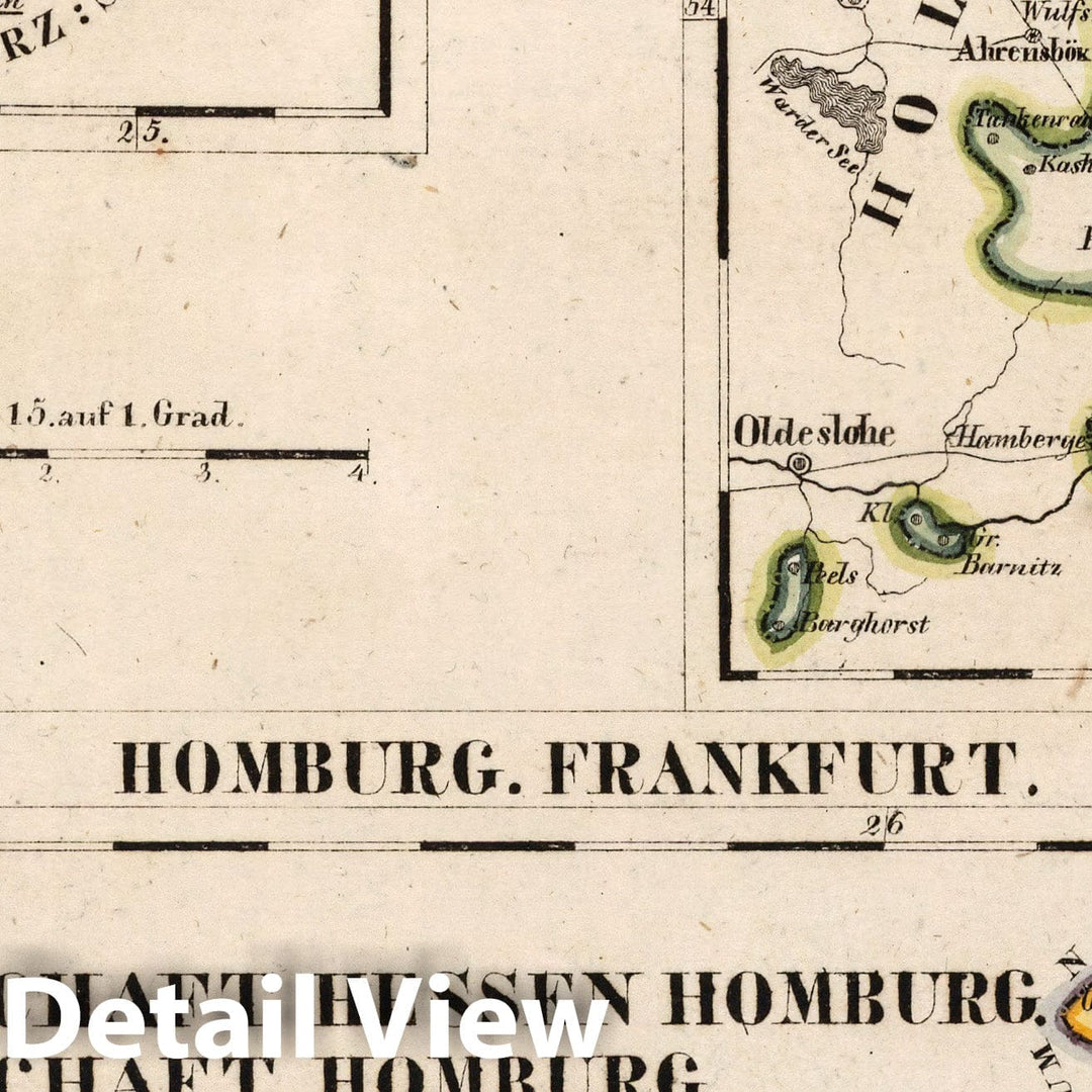 Historic Map : Germany, V. 2:6-10: VII. X-XI: Holstein-Oldenburg. Homburg. Frankfurt, 1825 Atlas , Vintage Wall Art