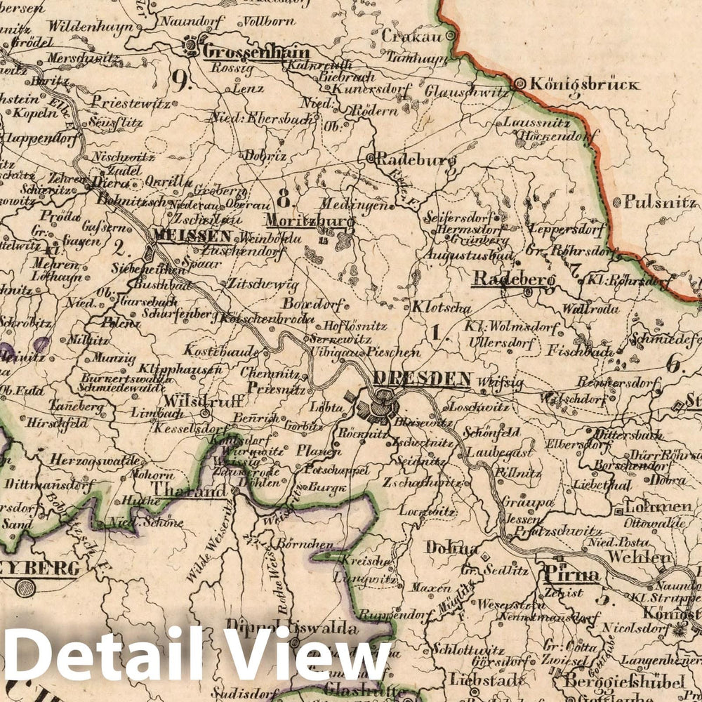 Historic Map : Germany, V.2:6-10:VIII. Schsen. 1. Der Meissnische Kreis, 1825 Atlas , Vintage Wall Art