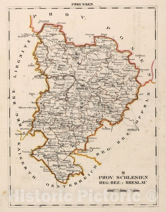 Historic Map : Prussia , Germany, V.2:6-10:IX. Preussen. III. Prov: Schlesien. Reg: Bez: 1. Breslau, 1825 Atlas , Vintage Wall Art