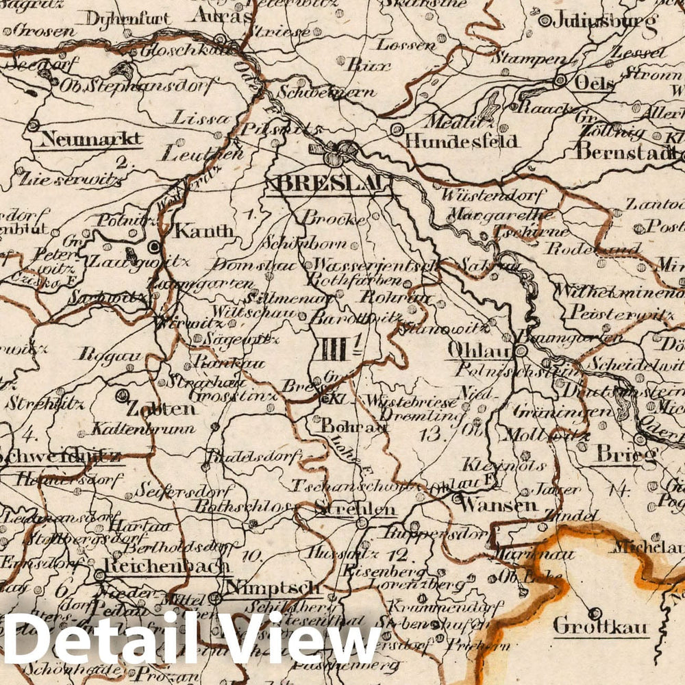 Historic Map : Prussia , Germany, V.2:6-10:IX. Preussen. III. Prov: Schlesien. Reg: Bez: 1. Breslau, 1825 Atlas , Vintage Wall Art