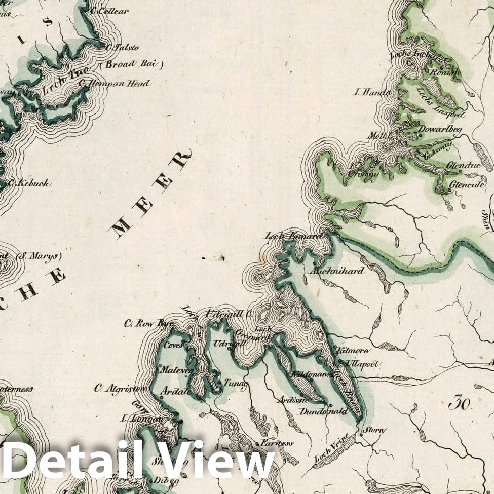 Historic Map : Scotland, V.3:11-15:XV. Britisches Reich. B. Kon: Scotland. c. Nord Scotland. Shire: 29-31, 1830 Atlas , Vintage Wall Art