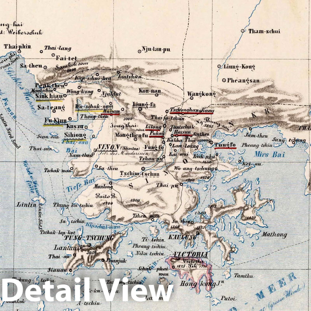 Historic Map : China, Canton Der Sinon od. Sanon-Kreis der chinesischen Provinz Canton, 1859 Religious Atlas , Vintage Wall Art