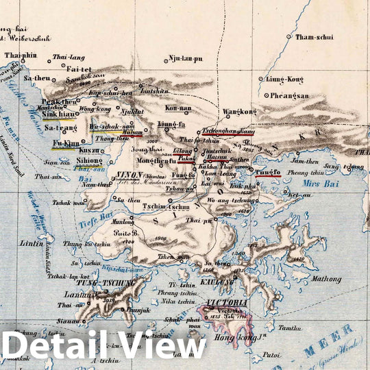 Historic Map : China, Canton Der Sinon od. Sanon-Kreis der chinesischen Provinz Canton, 1859 Religious Atlas , Vintage Wall Art