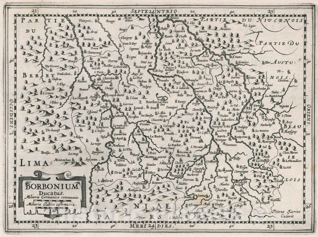 Historic Map : France, Borbonium Ducatus. Atlas sive Cosmographicae Meditationes de Fabrica Mundi et fabricati Figura, 1636 Atlas , Vintage Wall Art