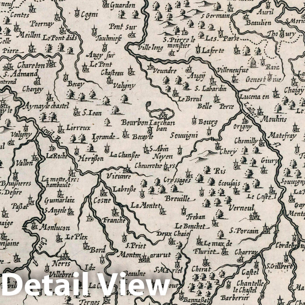 Historic Map : France, Borbonium Ducatus. Atlas sive Cosmographicae Meditationes de Fabrica Mundi et fabricati Figura, 1636 Atlas , Vintage Wall Art