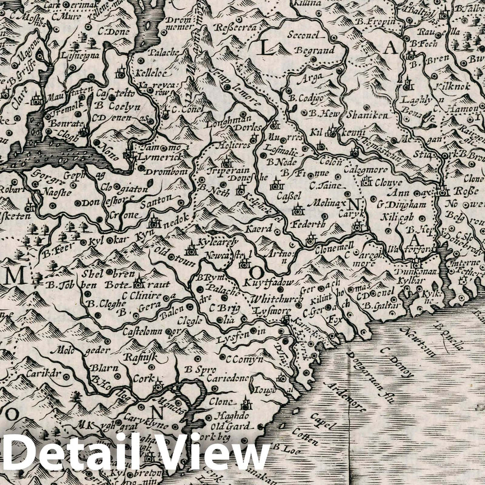 Historic Map : Ireland, Irlandiae Regnum. Atlas sive Cosmographicae Meditationes de Fabrica Mundi et fabricati Figura, 1636 Atlas , Vintage Wall Art