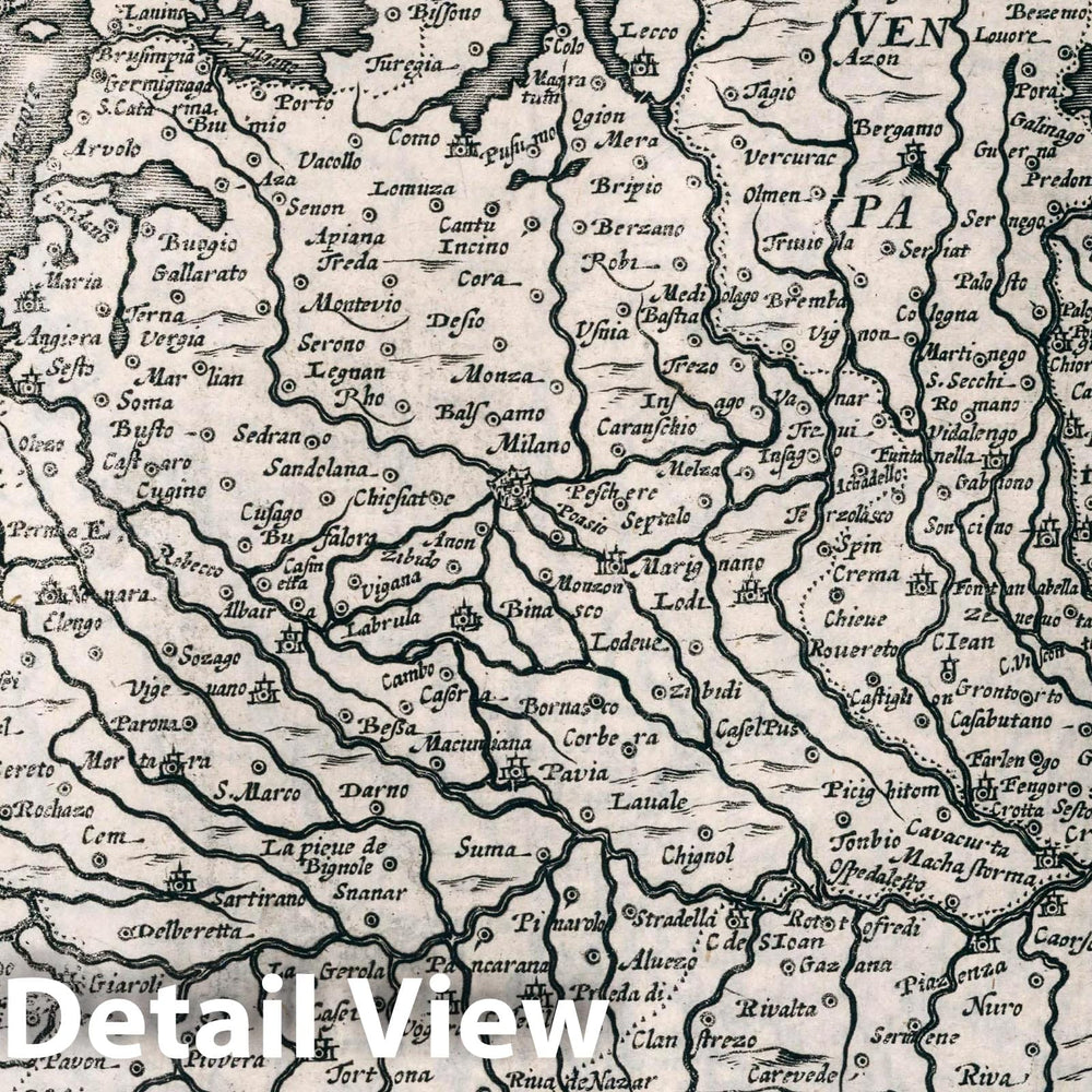 Historic Map : Italy, Mediolanum Ducatus. Atlas sive Cosmographicae Meditationes de Fabrica Mundi et fabricati Figura, 1636 Atlas , Vintage Wall Art