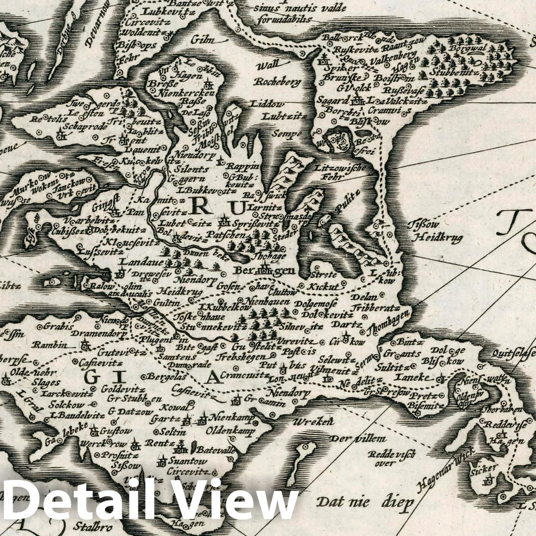 Historic Map : Germany, Rugiae. Atlas sive Cosmographicae Meditationes de Fabrica Mundi et fabricati Figura, 1636 Atlas , Vintage Wall Art