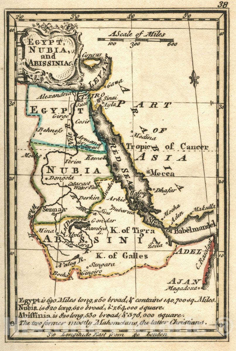 Historic Map : 1758 Egypt, Nubia And Abissinia. Atlas Minimus or a New Set of Pocket Maps of the Several Empires, Kingdoms and States of the Known World