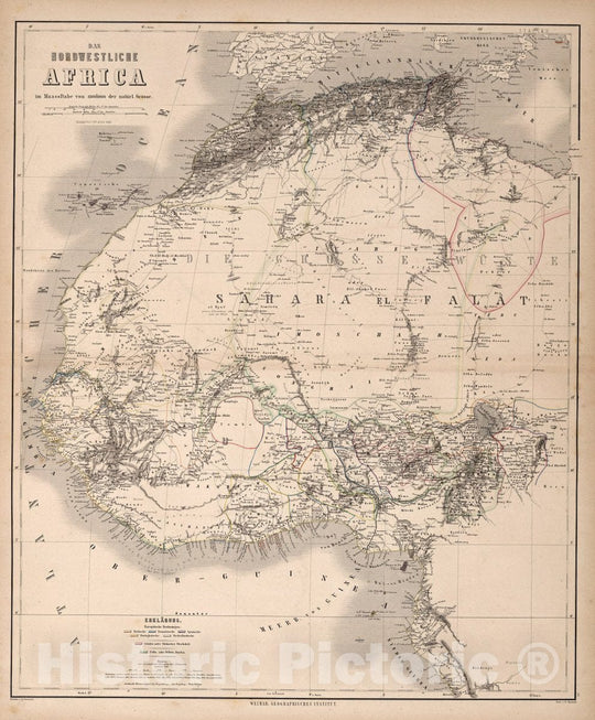 Historic Map : Algeria, Africa, North Das Nordwestliche Africa, 1866, Vintage Wall Art