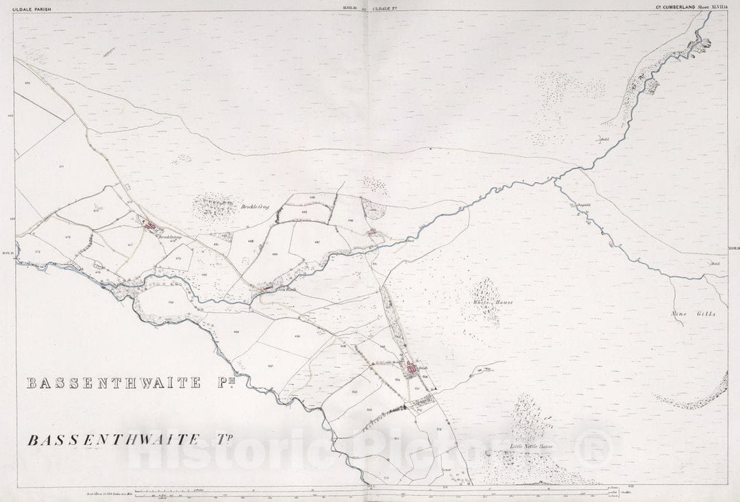 Historic Map : Uldale Parish. Co. Cumberland. Sheet XLVII.14, 1865 Atlas - Vintage Wall Art