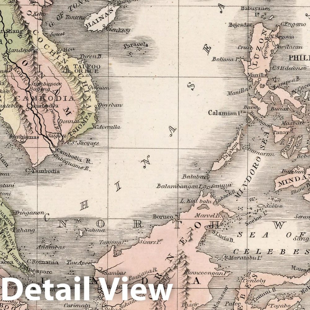 Historic Map : Further India or Chin Inida and N.W. Oceanica or Malaysia, 1838 Atlas - Vintage Wall Art