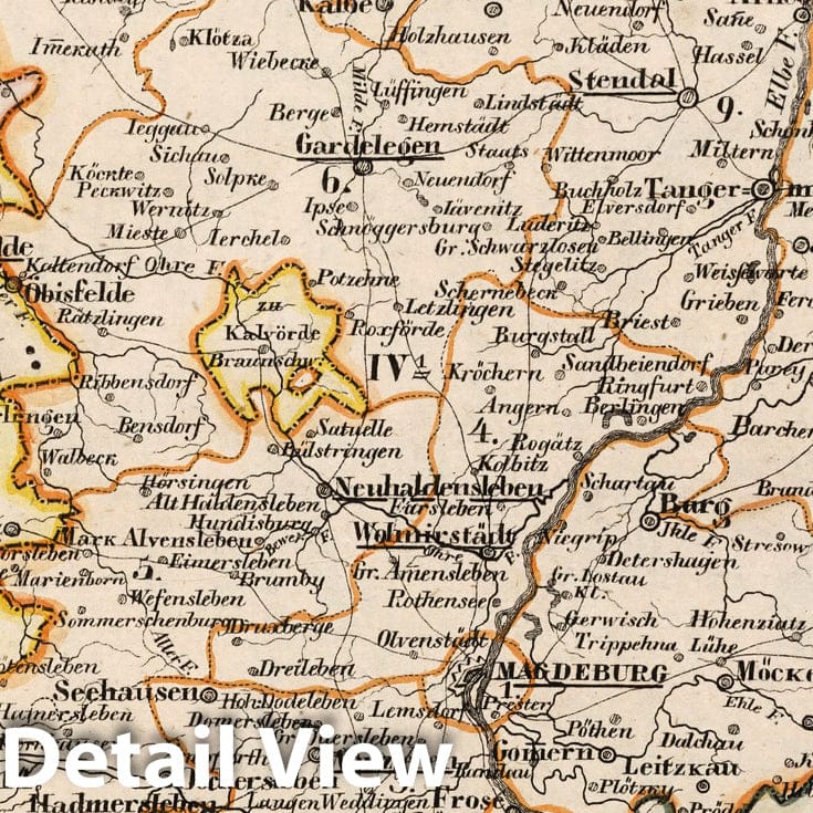 Historic Map : Prussia , Germany, V.2:6-10:IX. Preussen. IV. Prov: Sachsen. Reg: Bez: 1.Magdeburg, 1825 Atlas , Vintage Wall Art