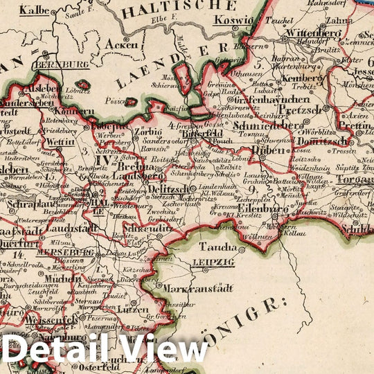 Historic Map : Prussia , Germany, V.2:6-10:IX. Preussen. IV. Prov: Sachsen. Reg: Bez: 2. Merseburg, 1825 Atlas , Vintage Wall Art