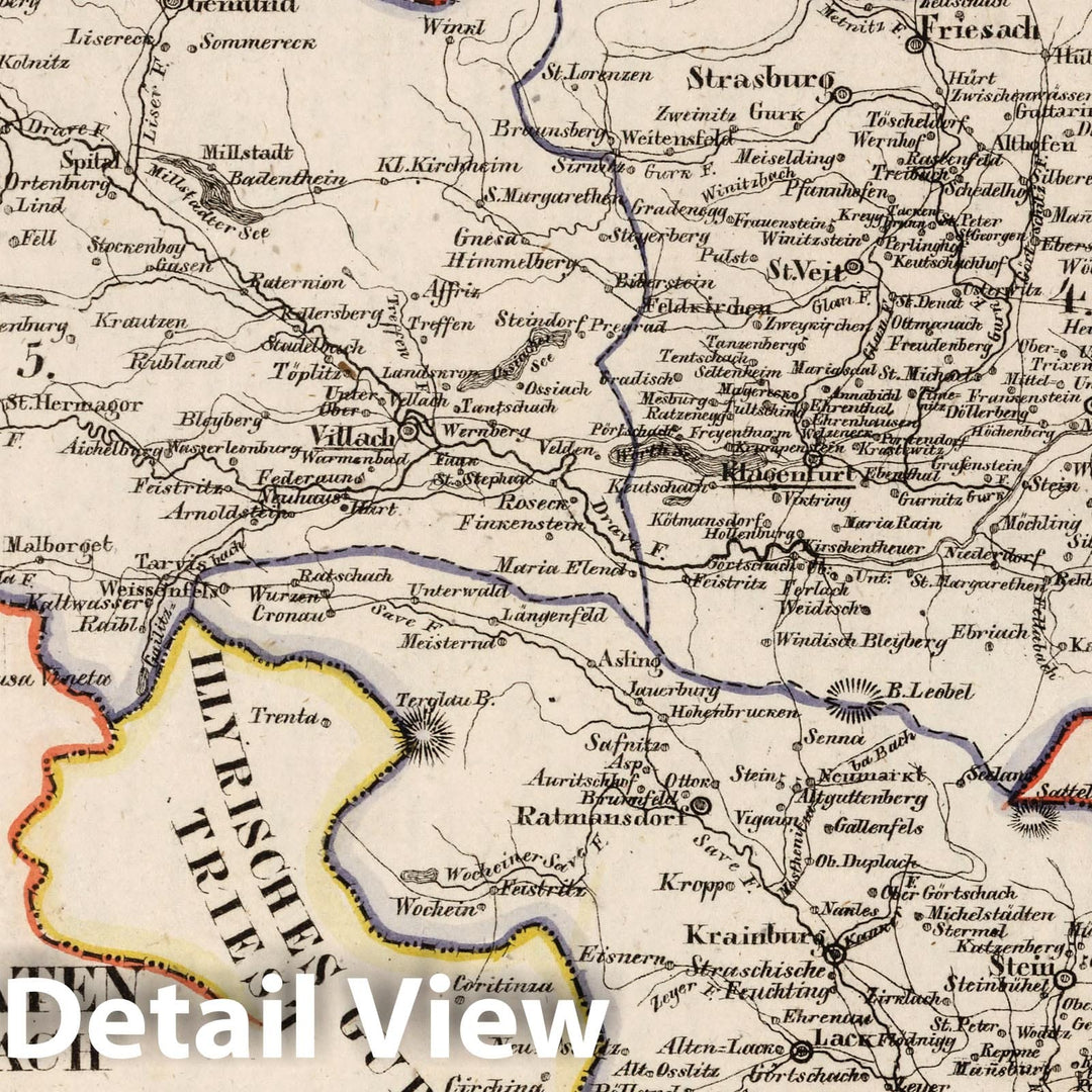 Historic Map : Germany, V.3:11-15:XI:1. Oesterreich. A. Deutsche Erbstaaten. IV. Illyrisches Gub: Laibach Kreis , Vintage Wall Art