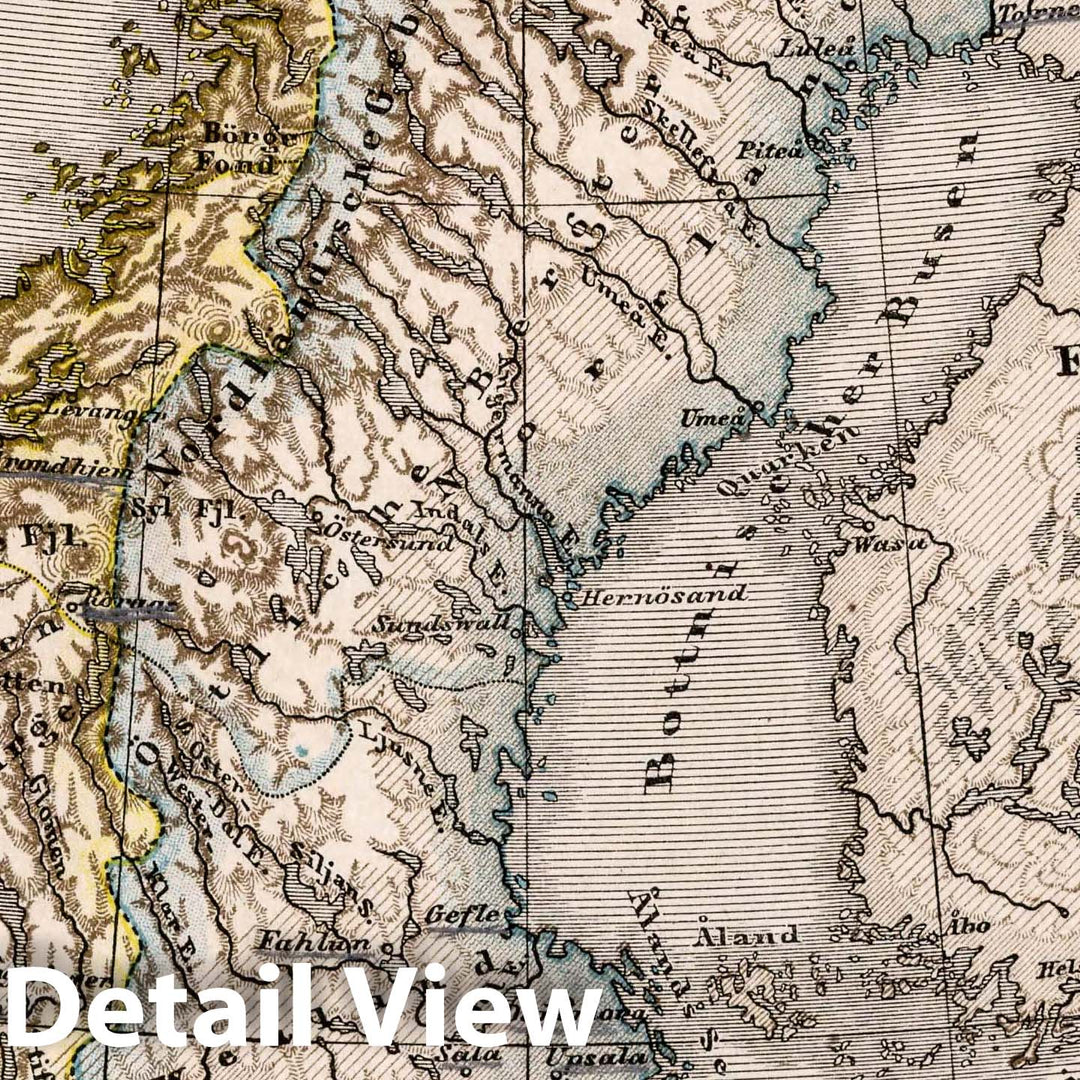 Historic Wall Map : Sweden, 27. Schweden und Norwegen. (Sweden and Norway.), 1872 Atlas , Vintage Wall Art