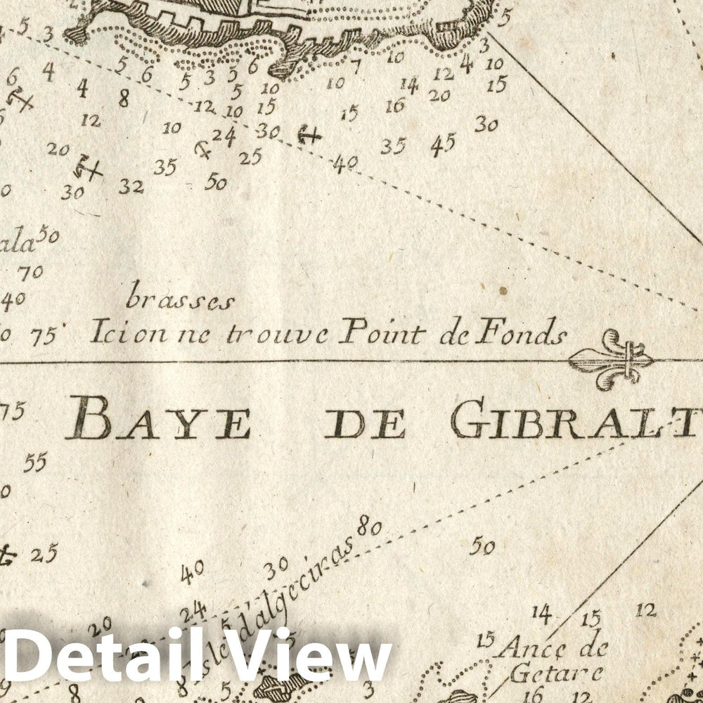 Historic Map : Pl. 2. Baye de Gibraltar (Bay of Gibraltar), 1764 Chart - Vintage Wall Art