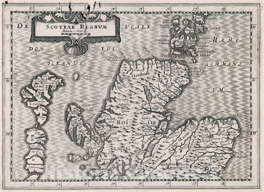 Historic Map : Scotland, Scotiae Regnum. Atlas sive Cosmographicae Meditationes de Fabrica Mundi et fabricati Figura, 1636 Atlas , Vintage Wall Art