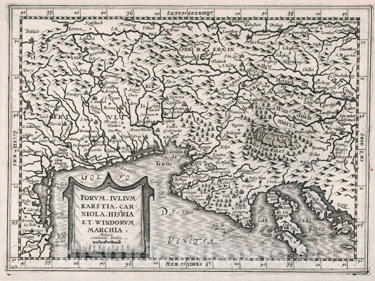 Historic Map : Italy, Forum Iulium, Karstia, Carniola, Histria Et Windorum Marchia, 1636 Atlas , Vintage Wall Art