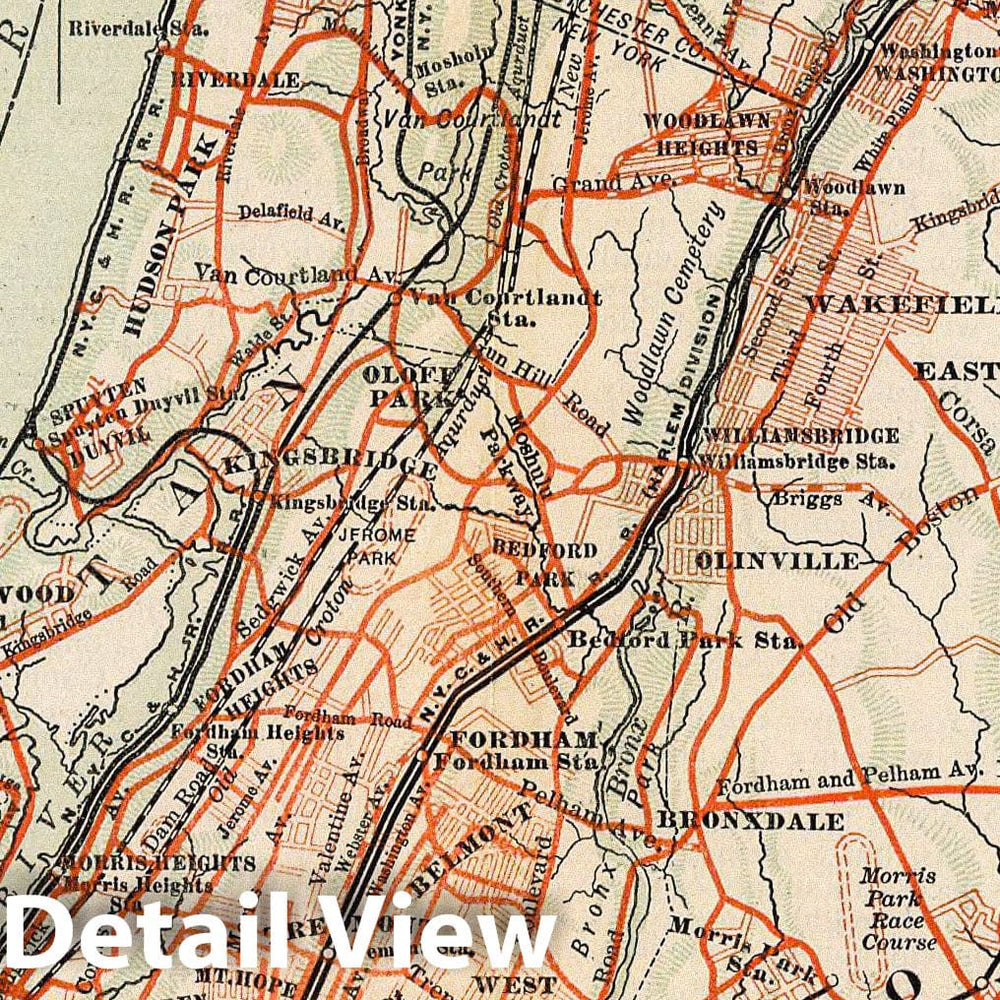 Historic Map : Harlem-Yonkers-Pelham Manor., 1902, Vintage Wall Decor