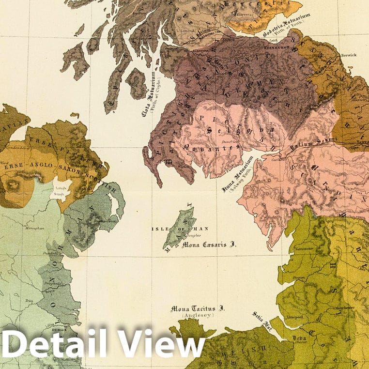 Historic Map : Ethnographic, Gt. Brit., Ireland., 1856, Vintage Wall Decor