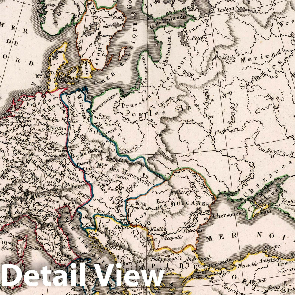 Historic Map : L'Europe Divisee en SES Differens Etats Sous Charlemagne 1925, 1825 Atlas - Vintage Wall Art