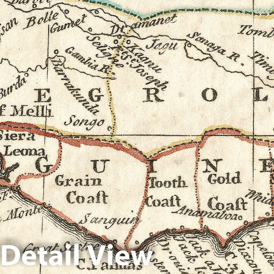 Historic Map - Negro-Land In Guinea. Atlas Minimus Pocket Maps of the Several Empires, Kingdoms and States of the Known World, 1758 World Atlas - Vintage Wall Art