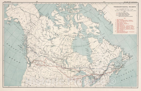 Historic Map : 1915 National Atlas - Transcontinental Railways. (on upper right margin) Atlas of Canada. Department of the Interior Canada. Atlas Of Canada, 1915.