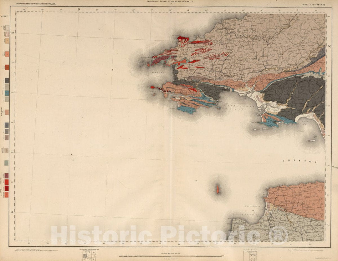 Historic Map : Sheet 10. Ordnance Survey of England and Wales, 1891 Geologic Atlas - Vintage Wall Art