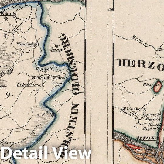 Historic Map : Germany, V. 2:6-10: VII: II.Hanover. Prov: 9. Ostfriesland Hamburg. A. Hamburg. Lubeck, 1825 Atlas , Vintage Wall Art