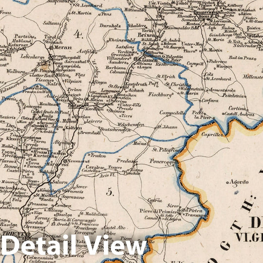 Historic Map : Germany, V.3:11-15:XI:1. Oesterreich. A. Deutsche Erbstaaten. VI. Vlgefurst:Grafscj: Tyrol Kreis, 1828 Atlas , Vintage Wall Art