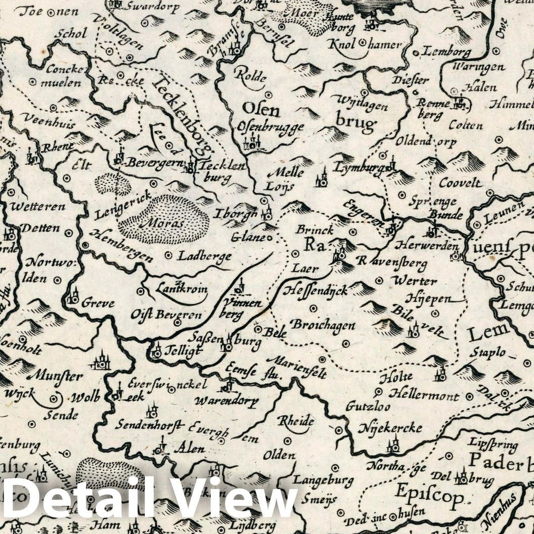 Historic Map : Germany, Westphaliae Tabula II. Atlas sive Cosmographicae Meditationes de Fabrica Mundi et fabricati Figura, 1636 Atlas , Vintage Wall Art