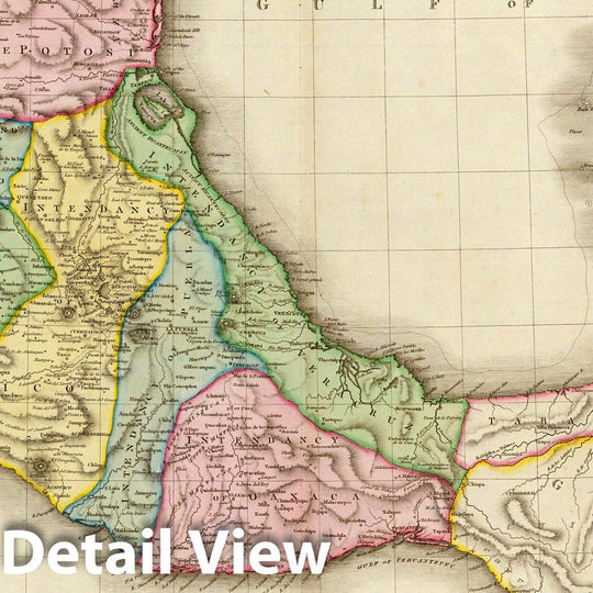 Historic Map - Spanish Dominions In North America Middle Part (Mexico & Yucatan), 1812, John Pinkerton - Vintage Wall Art