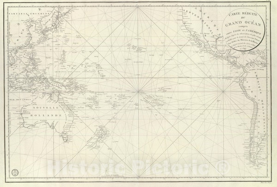 Historic Map : Grand Ocean., 1828, Vintage Wall Decor