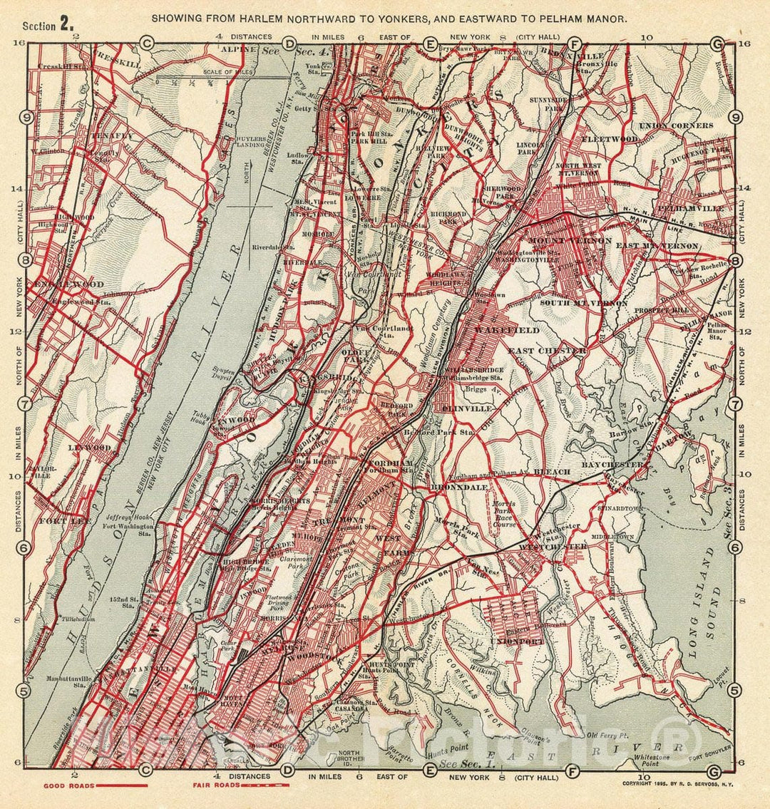 Historic Map : Harlem-Yonkers-Pelham Manor., 1895, Vintage Wall Decor